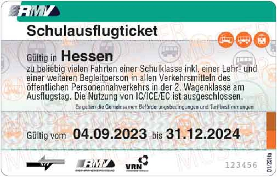 Schulausflugticket Ansicht